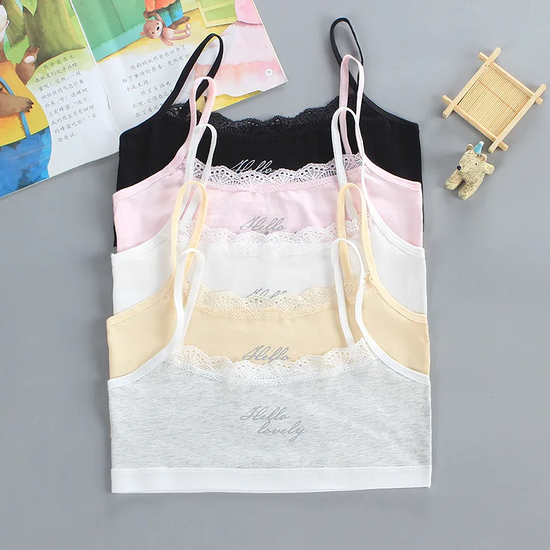 

Хлопковая кофта для девочек 3 шт./лот, милая мультяшная губчатая подкладка, бюстгальтер на бретельках для развития маленьких девочек, детски...