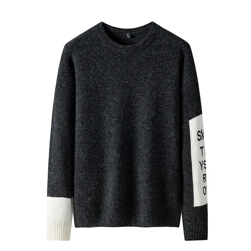 Мужские черные свитера и пуловеры Riinr вязаный свитер с длинными рукавами зимние