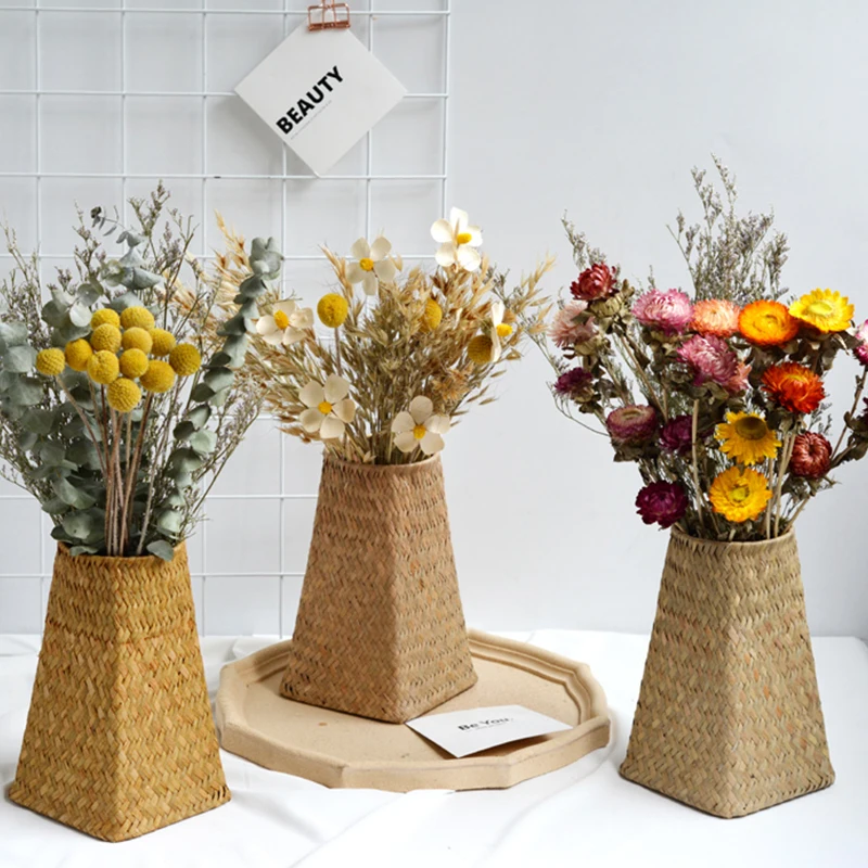 Подвесной ротанговый корзина из морских водорослей ручное вязание пампасная