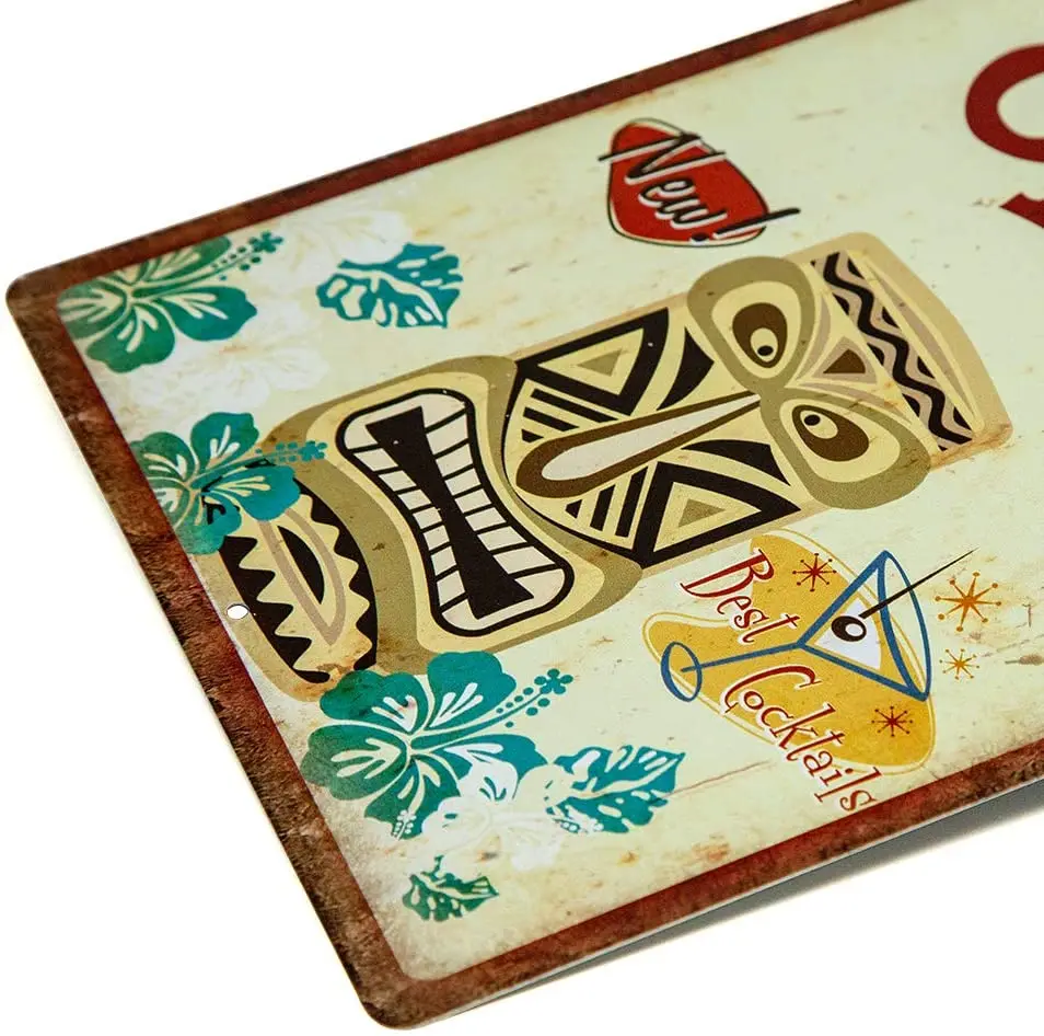 

Putuo Decor Tiki Bar Open Metal Tin Sign Tiki Bar Decor 12x8