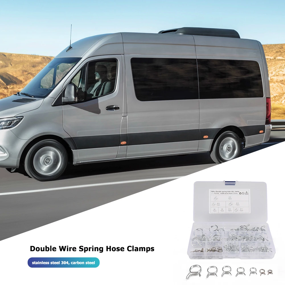 

70 шт Ассорти двойной провод пружинный шланг Хомуты Топливопровод шланг трубки зажимы 6-18 мм 7 размеров