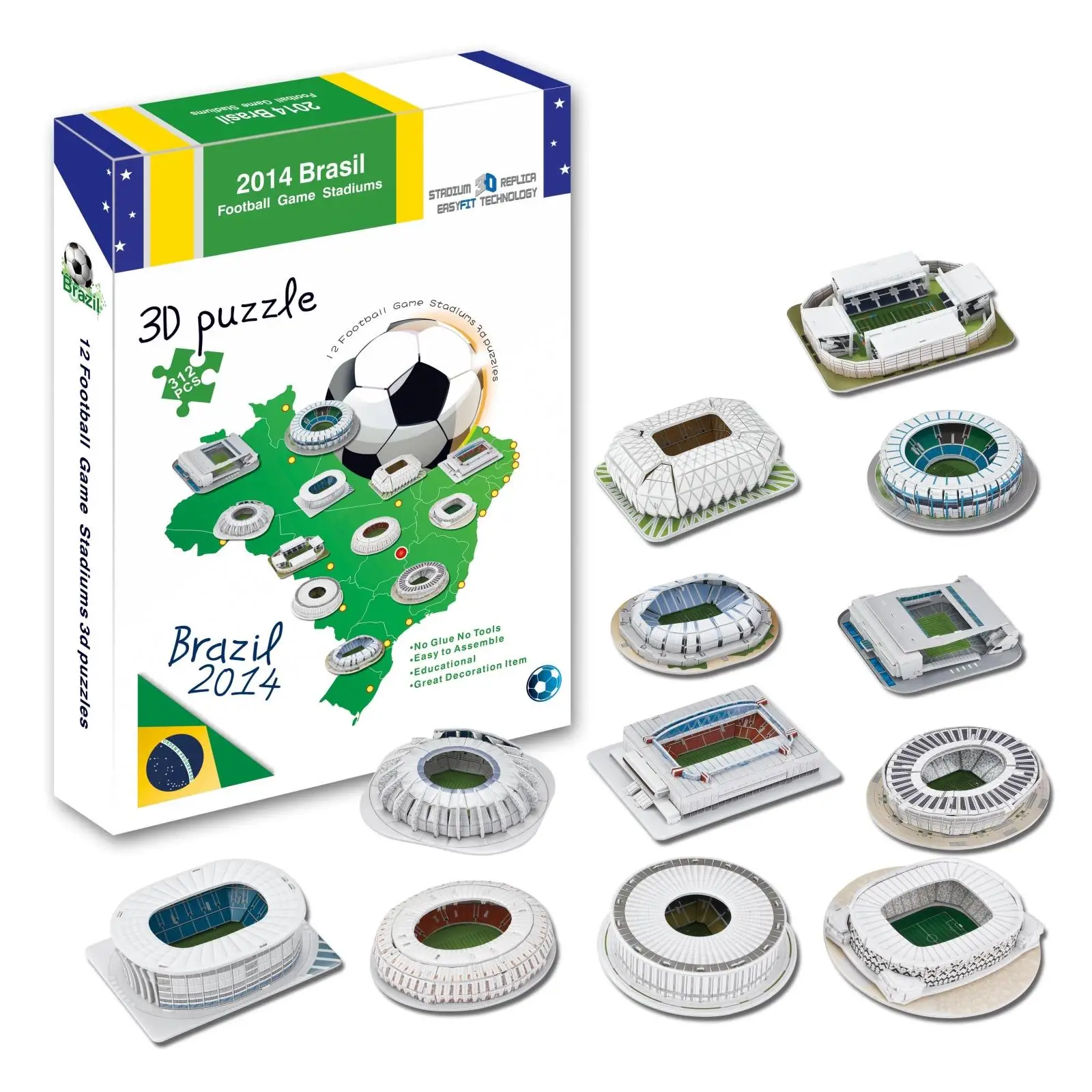 3D пазл из пенополистирола строительная модель игрушка Бразилия 12 шт. спорт