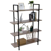 storage rack 4 tier industrial style bookcase and book shelves woodmetal bookshelves rustic browngrayus stock
