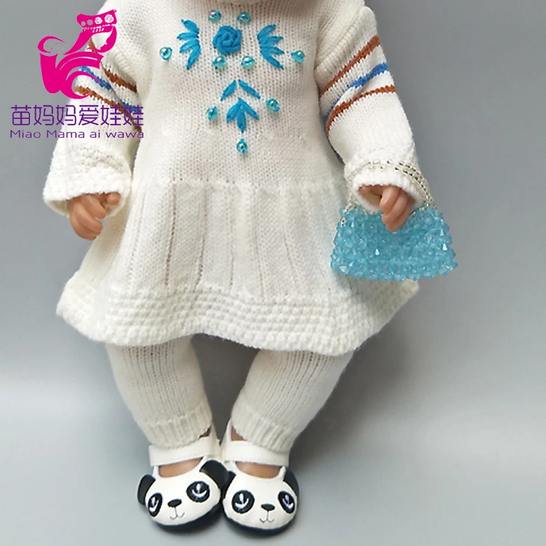 Комплект одежды для куклы младенца 43 см вязаное платье шапка шарф девочки 18