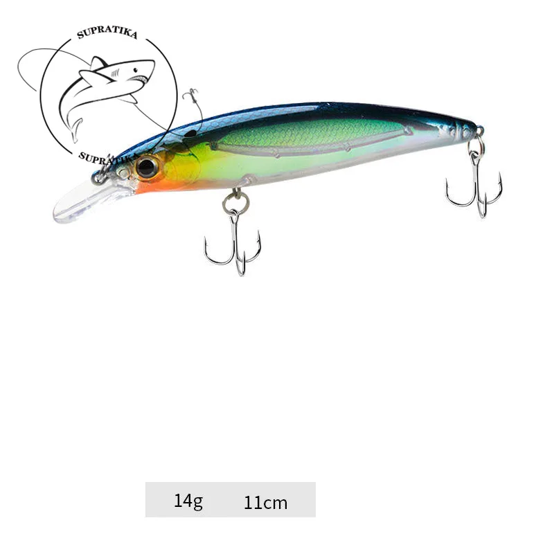 

Artificial Minnow Luminous Floating Wobbler 11cm/14g Fishing Lure Hard Bait Diving depth 0-1.5M Freshwater Plastic Fishing Bait