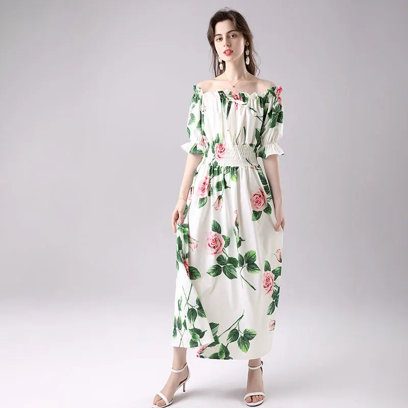 Женское модельное платье с открытыми плечами праздничное макси эластичной