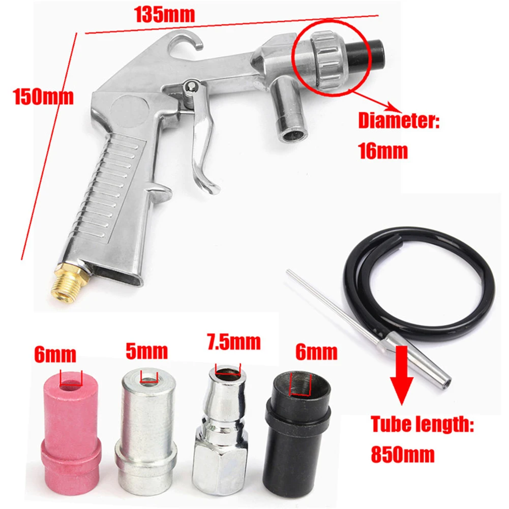 Handheld Pneumatic Sandblaster Sandblasting Spray Gun with Nozzles Anti-rust Sand Blasting Abrasive Power Tools Kit | Инструменты