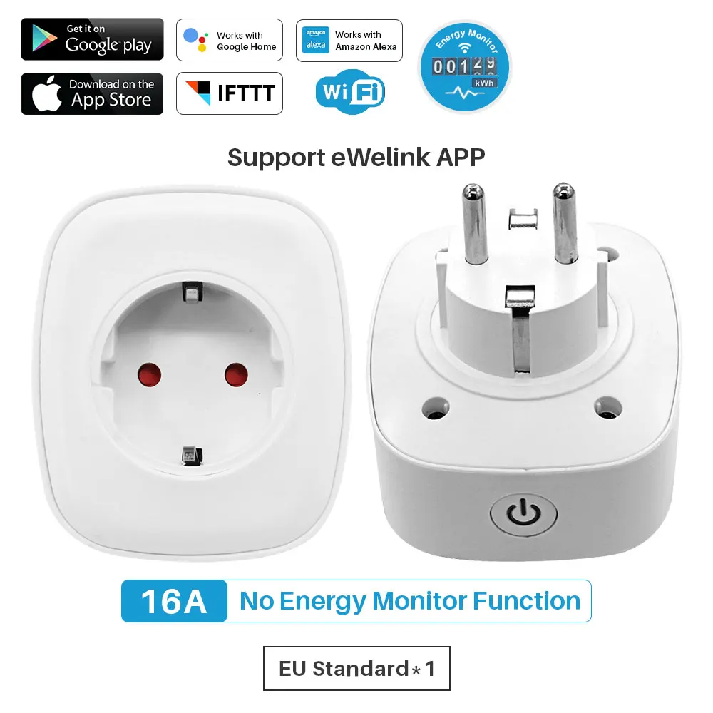 1 Pcs Умный WiFi штепсельная розетка мультирозеточный US EU с контролем энергии дистанционного Управление умный выбор времени работает с Alexa и Google Assistant - Цвет: 1 Pcs