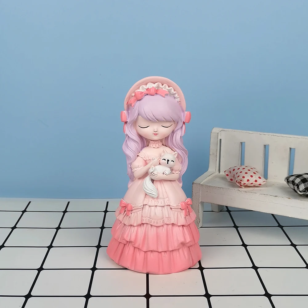 

TS0242 PRZY 3D Angel Girl With Kitty Moulds Cute Girl Princess Hugging Cat Silicone Candle Mold Clay Resin Moulds