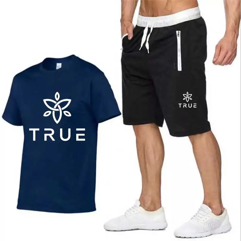 

Fashion simple men's two piece suit sportswear print sportswear casual shorts suit summer fashion men's short sportswear