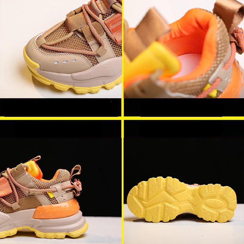 

2021 Women Chunky Sneakers Vulcanize Sport Shoes Korean Fashion New Female Breathable Platform Thick Sole Casual Dad Woman Shoes