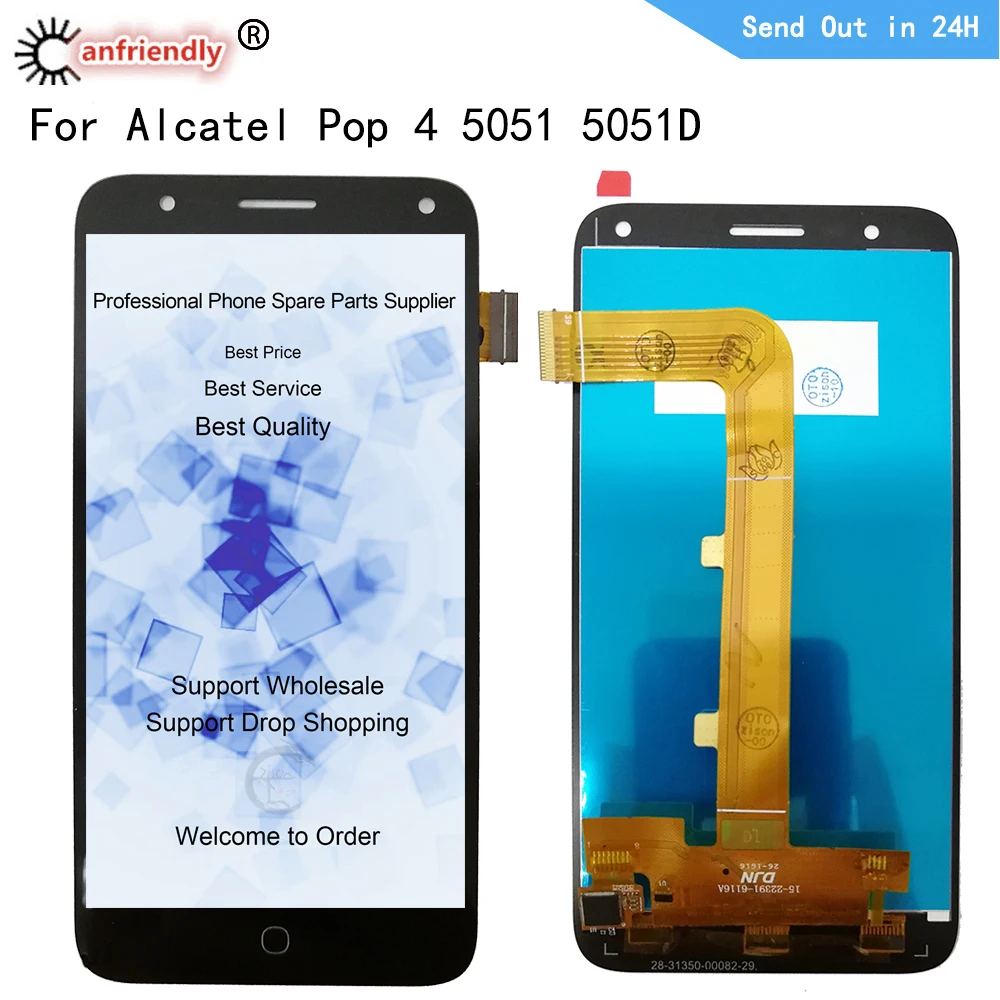 Pantalla LCD con Panel de digitalizador t&aacute;ctil para tel&eacute;fono m&oacute;vil, montaje de marco, para tel&eacute;fonos m&oacute;viles, modelo 4 5051, 5051D, 5051X, 5051J, 5051M, OT5051-0