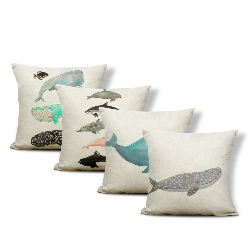 Простая океанская животная Подушка КИТ Осьминог череп наволочка с мультяшным