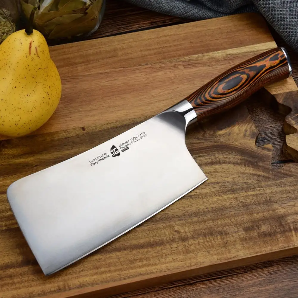 TUO столовые приборы нож для мяса-немецкий HC из нержавеющей стали Chooping кухонный нож повара-Нескользящая эргономичная ручка Pakkawood-6''