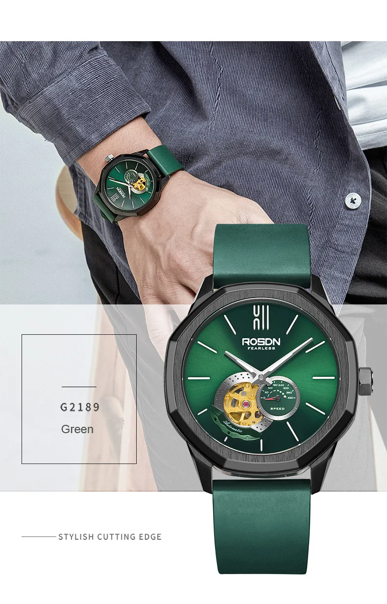 Luxury Brand ROSDN Men's Watches Japan MIYOTA 8N40 Automatic Mechanical Pocket Watch Man Sapphire Skeleton 50M Waterproof R2189
