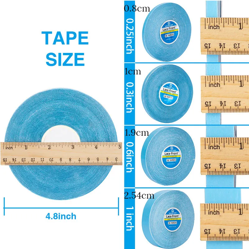 1Cm Roll Lace Front Support Tape For Wigs 36 Yards Blue Color Hair System Tape For Toupee 0.8/1.9/2.54Cm Adhesive Super Tape images - 6