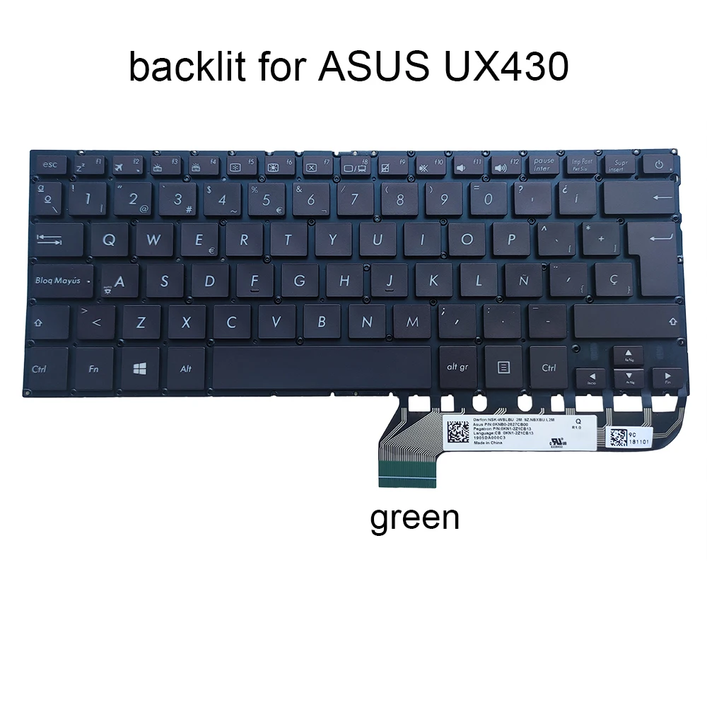Spanish backlit keyboard Spain for ASUS ZenBook UX430 UX430U UX430UQ UX430UN SP ES laptop replacement keyboards 0KNB0 2627CB00