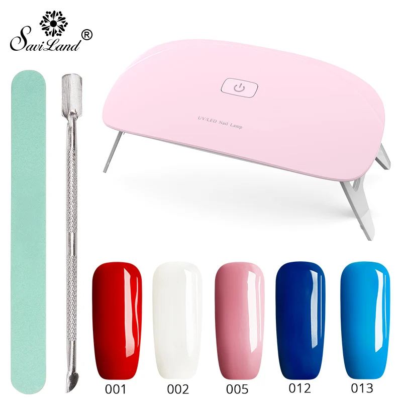 any 5 color and lamp Saviland один шаг гель лак для ногтей ручка, кисточка для ногтей нет необходимости верхнее Базовое покрытие 3 в 1 УФ гель для ногтей счастливый маникюр ногтей инструмент красоты - Цвет: any 5 color and lamp