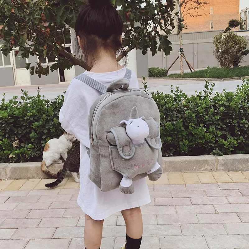 Weysfor Fashion Children Bags 3D Animal Cartoon Plush Kids Backpack Kindergarten Boys Girls School Bags Mini Backpack Book Bag