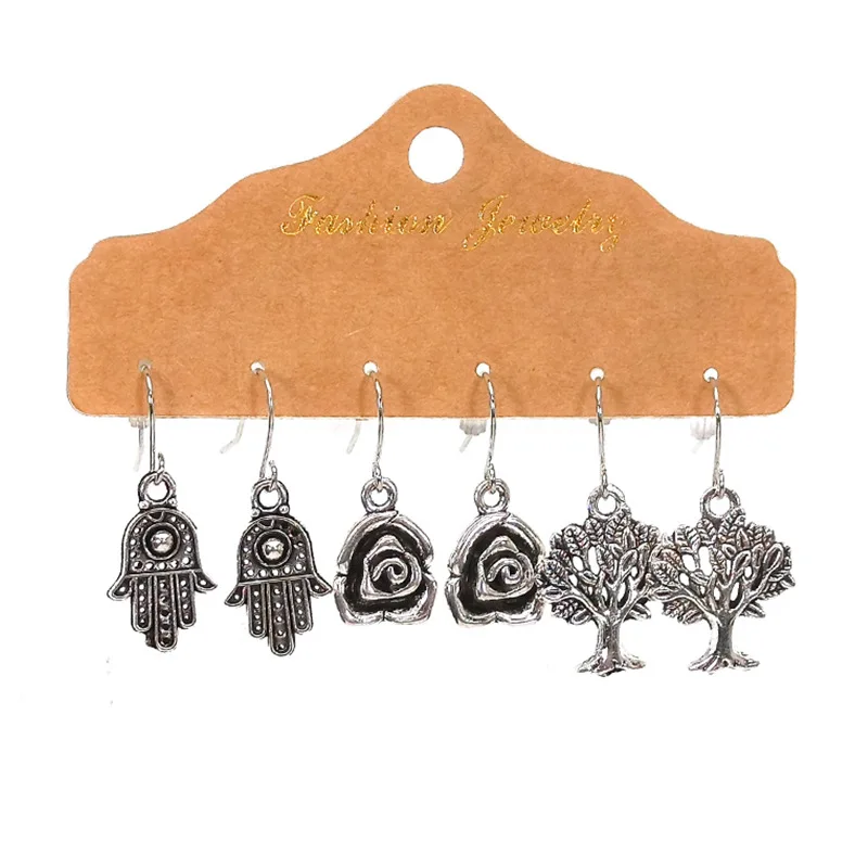 

2020 retro set earring pendant women's bohemian tassel crystal earring set jewelry accessories