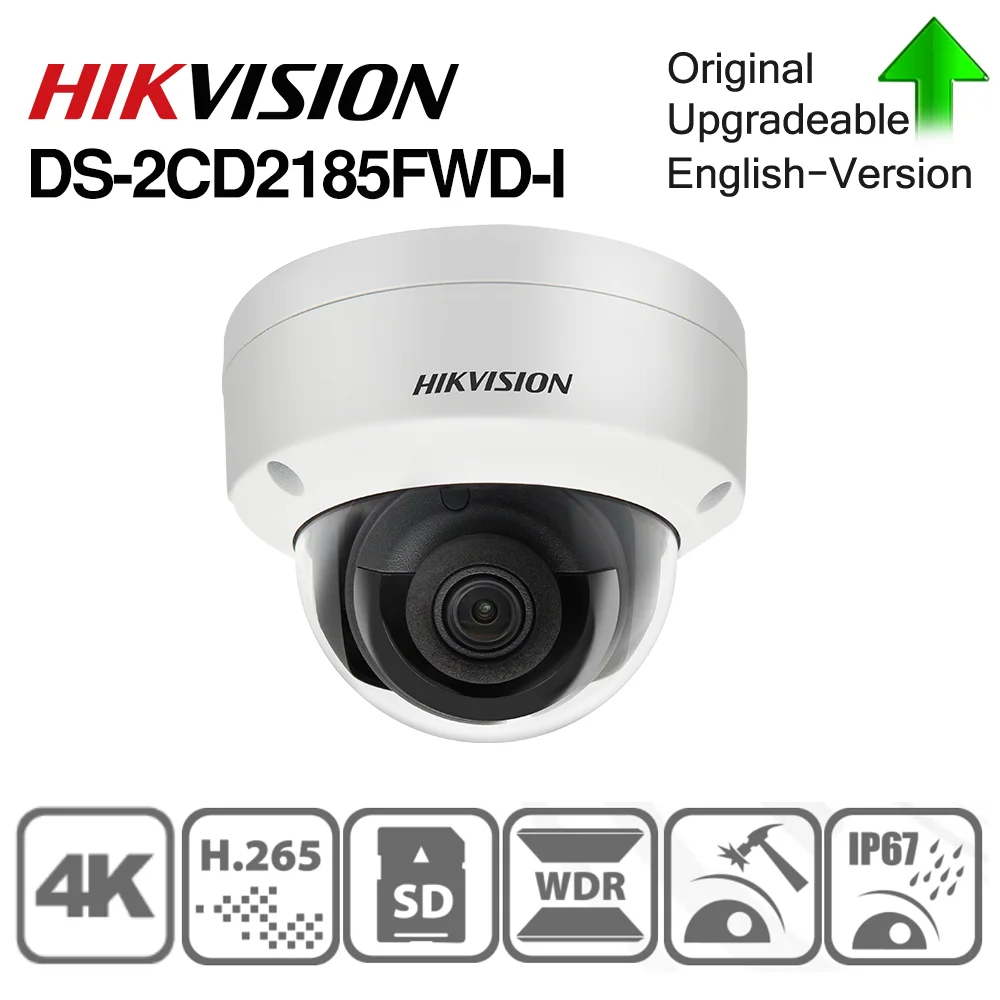 Hikvision IP Камера DS 2CD2185FWD I 8MP Сетевая купольная POE H.265 CCTV SD слот для карт памяти IK10