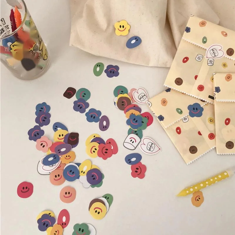 

Multi seal stickers for decoration, very lovely candy color, school and office equipment, with smiling faces, 110 pieces per