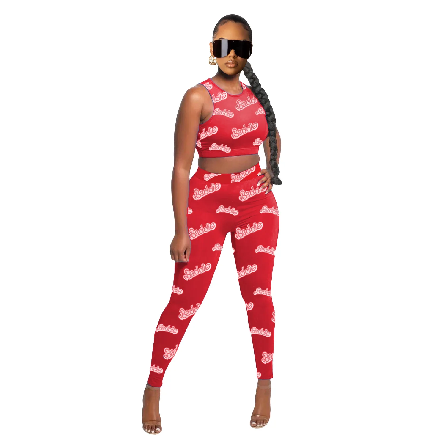 

30M7351 Autumn Winter Women Casual Fashion Solid Letter Print Sexy Navel Two Piece Set Top and Pants Tracksuit Sweatsuit Outfits