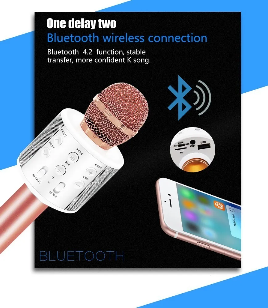 WS858 беспроводной караоке Bluetooth KTV HIFI динамик эхо-смеситель конденсаторный микрофон пение встречи микрофон динамик PK WS-858