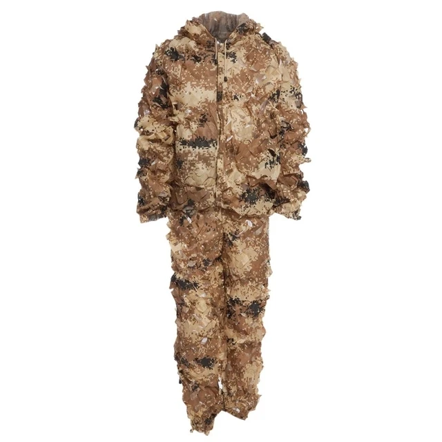 Камуфляж джунгли Снайпер Ghillie костюм высокое качество охота 3D лист камуфляж одежда скрининг и дерево стенд - Цвет: Sand
