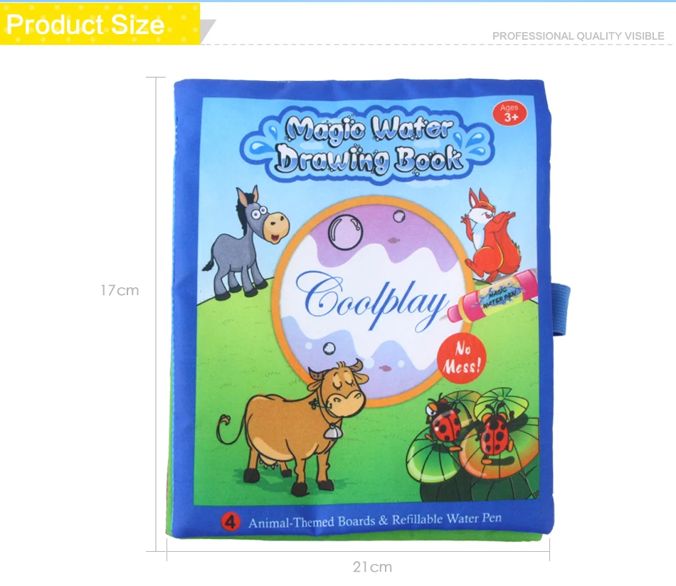 Coolplay 21*17 см Животные водная книга для рисования и 2 волшебные ручки Водная раскраска доска каракули коврик развивающие обучающие игрушки для детей