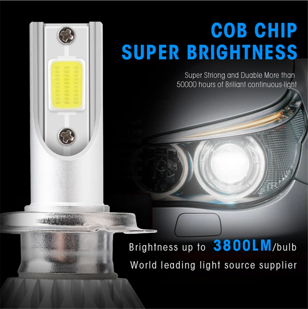 

2PCS C6 H1 H7 Led Headlight Bulbs H3 LED Car Lights H4 880 H11 HB3 9005 HB4 9006 H13 6000K 72W 12V 7200LM Auto Headlamps