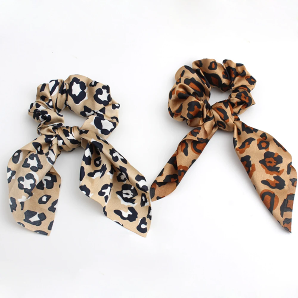 Резинка для волос женская с леопардовым принтом эластичная лента цветочным в