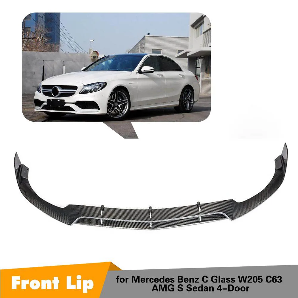 C Класс углеродного волокна передний бампер спойлер для Mercedes Benz W205 C63 AMG C180 C200 C260 спортивный бампер 15-19 автомобильный Стайлинг