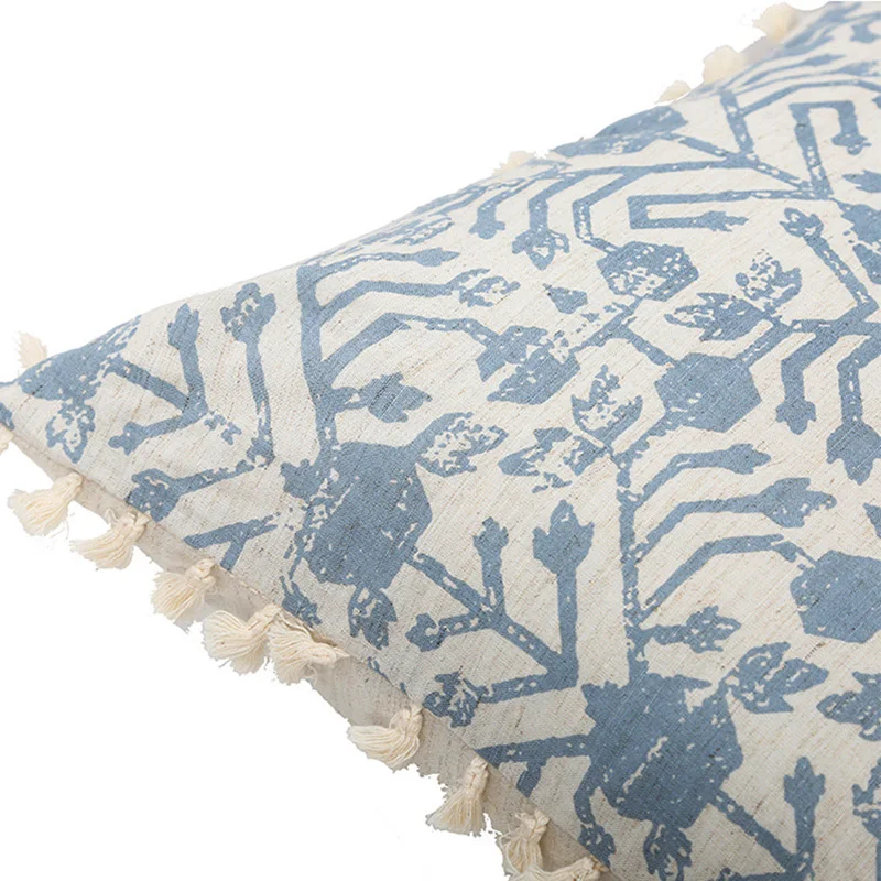 

Home Decor Canvas Cotton Tassel India Pillow Cover Cushion for Sofa Livingroom Chair Lace 45x45cm Pillow Case Decorative