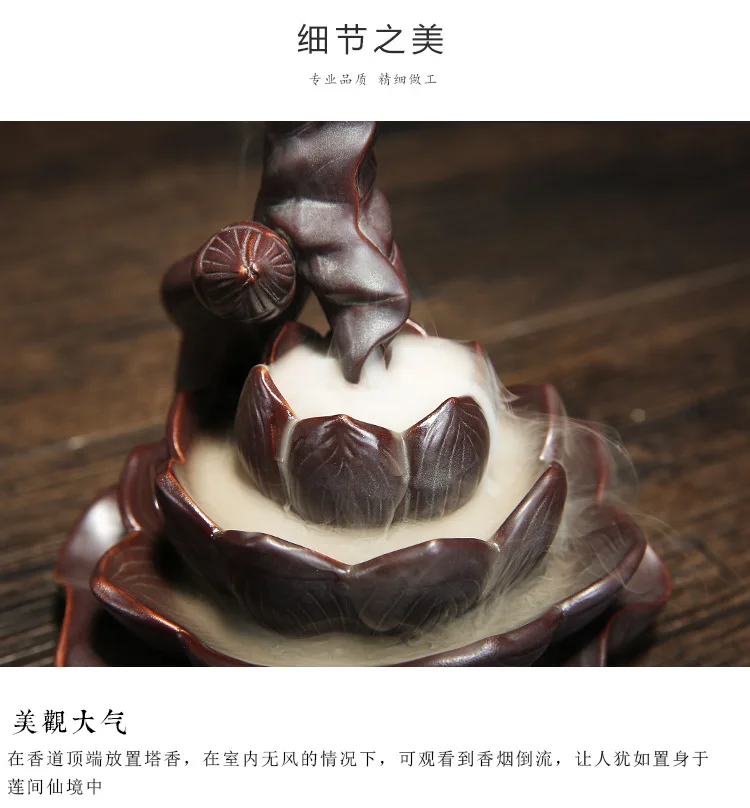 

Waterfall Tray Incense Burner Backflow Lotus Fountain Smoke Fountain Incense Sticks Aroma Burner Incensario Home Decor BI50IB