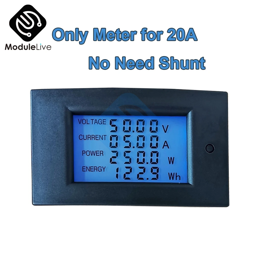 Dc 100V 20A/50A/100A Voltmeter Ammeter Digital LCD Meter 4 in 1 DC Voltage Current Power Energy Detector Test Amperimetro Shunt |