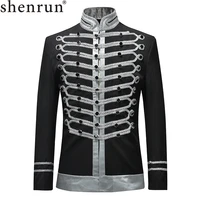 shenrun 2019 men slim fit jackets fashion military suit jacket blazer single breasted drama stage costume party prom plus size
