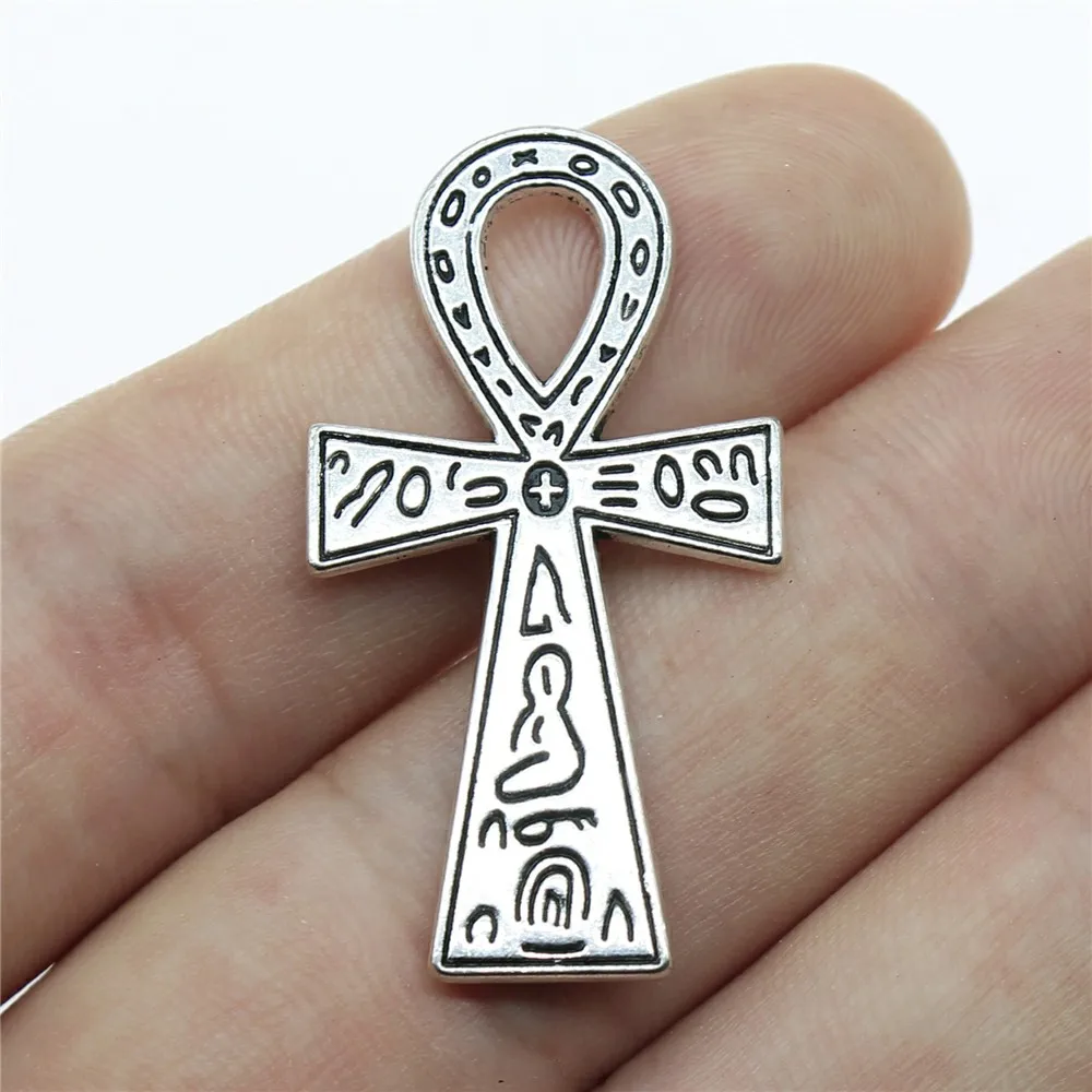 

10pcs 39x21mm Ankh Cross Charms For DIY Jewelry Making Antique Silver Color Charm Pendant Jewelry Components