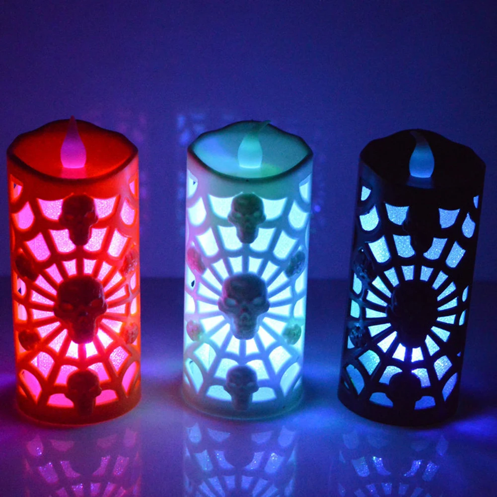 Светящаяся свеча череп светильник светодиодный паук Ретро моделирование Тыква