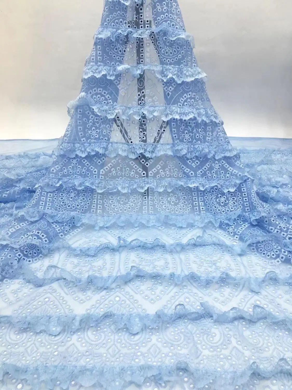 African 3D Chiffon Tulle Mesh Lace 2020 Quality Hot Selling Nigerian Mesh Lace For Wedding Dress