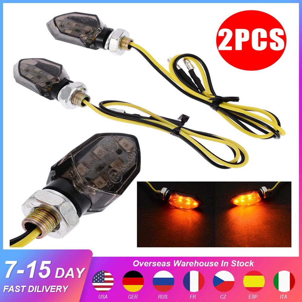 

Motorcycle Turn Signal Indicators Lights 1 Pair 5 LED 12V Light Amber Blinker Super Bright Lamp Shockproof And Waterproof Ligh