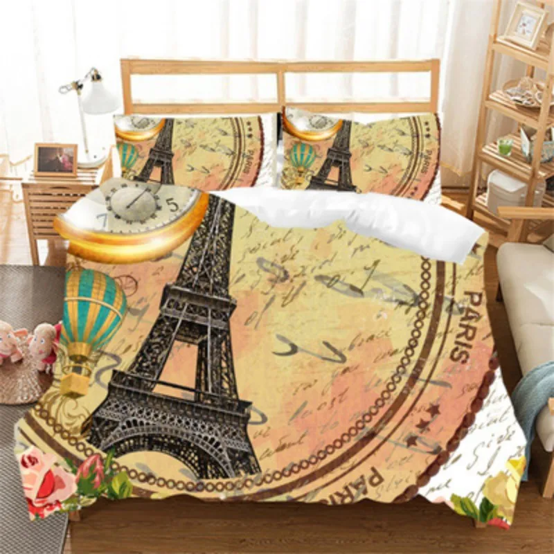Париж Стиль Цвет Стёганое одеяло чехол с принтом в виде машинки башня на