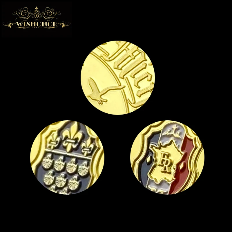 Wishonor Красивая французская монета позолоченные памятные монеты 24 К сувенирные