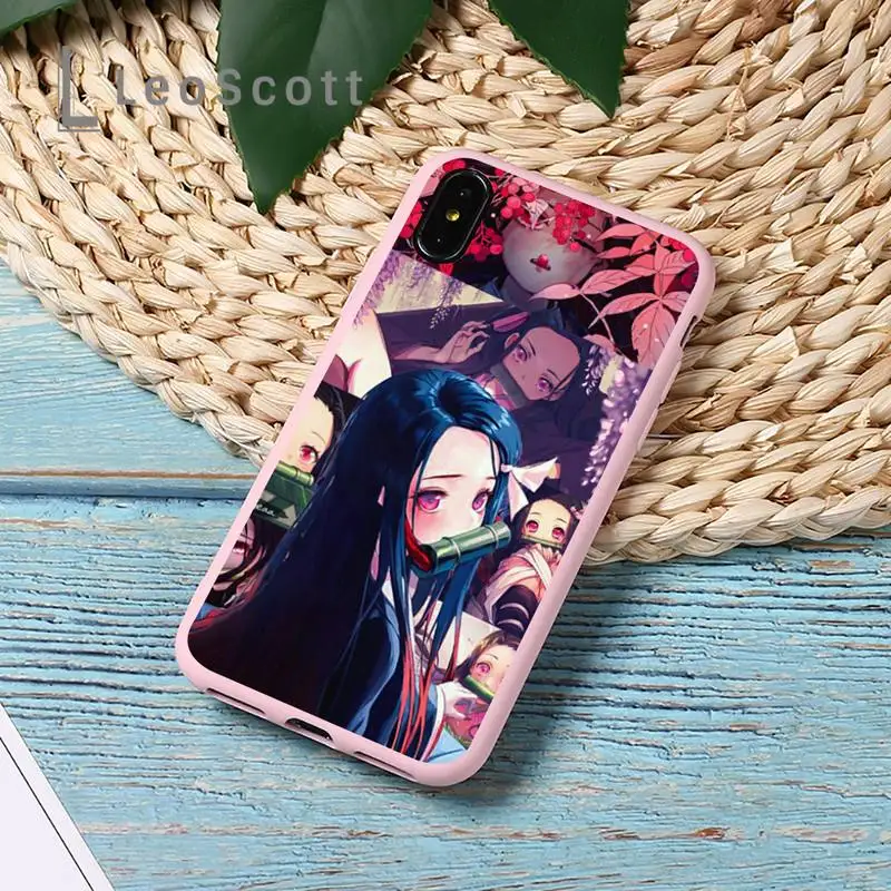 

Anime Demon Slayer Kimetsu No Yaiba Phone Case Candy Color for iPhone 11 12 mini pro XS MAX 8 7 6 6S Plus X 5S SE 2020 XR