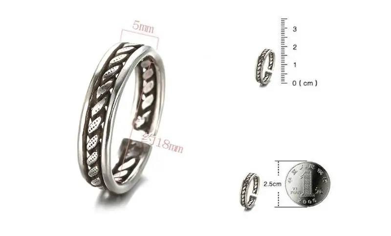 Настоящее тайское 925 пробы Серебряное изменяемое тонкое кольцо для женщин и