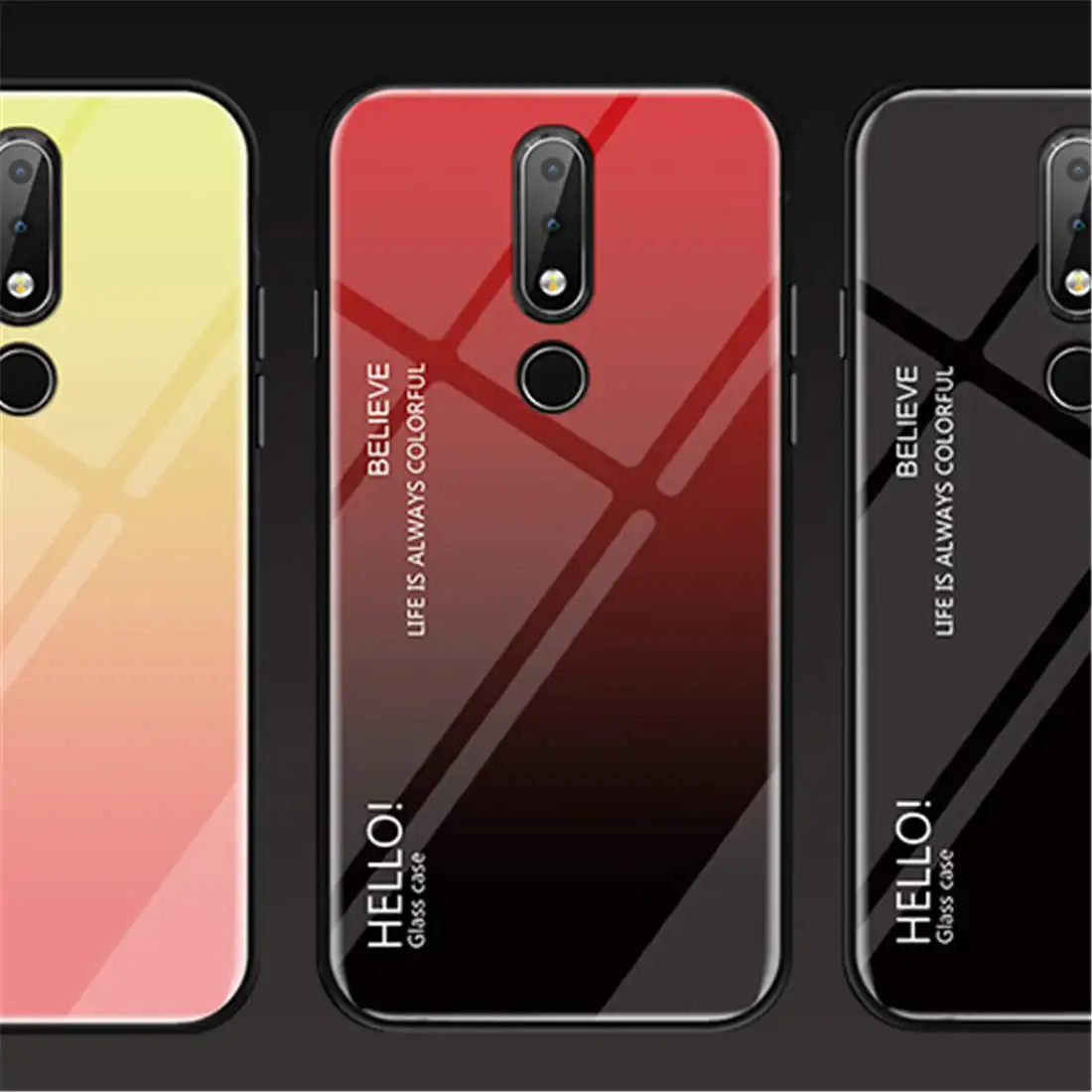 Градиентные чехлы из закаленного стекла для телефона Nokia 3 1 Plus 7 8 9 PureView X71