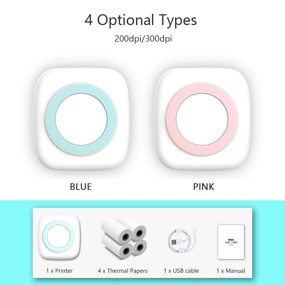 Миниатюрный термопринтер с беспроводной поддержкой Bluetooth портативный карманный