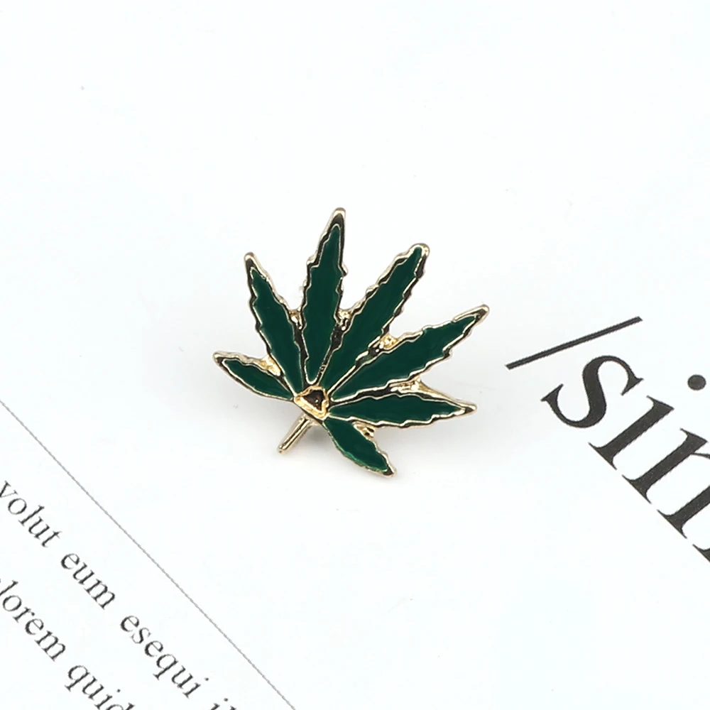 Эмалированная заколка в виде листа дерева зеленая искусственная джинсовая