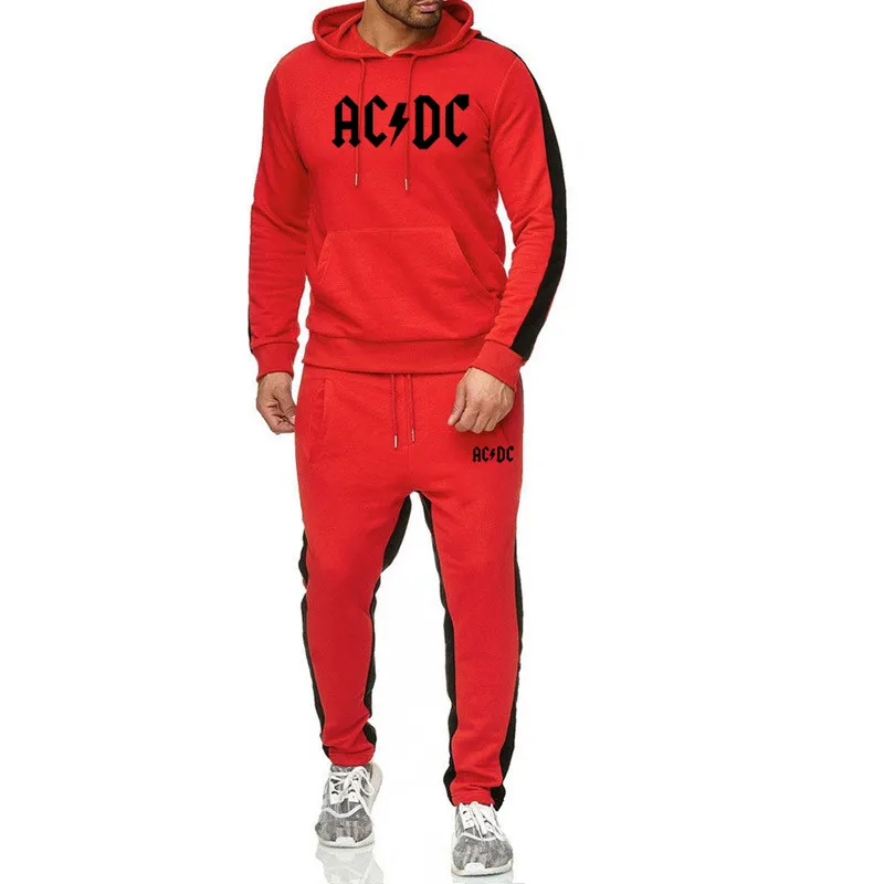Спортивный мужской костюм для фитнеса AC DC комплект из 2 предметов толстовка с