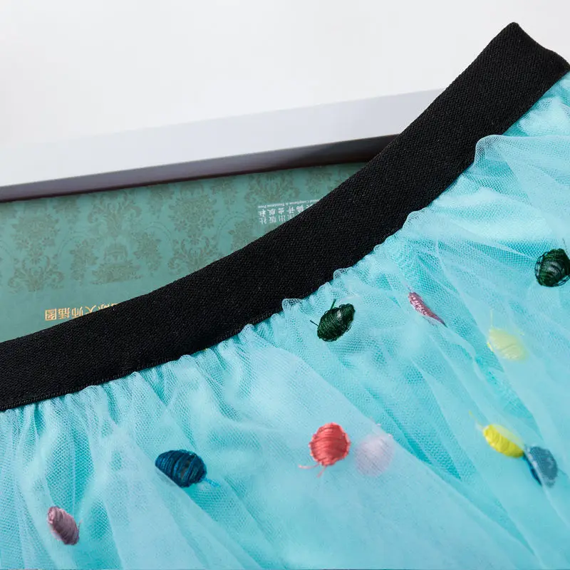 

Girl tutu embroidery mini Skirt 2020 New summer new baby children kids casual Dance mesh skirt